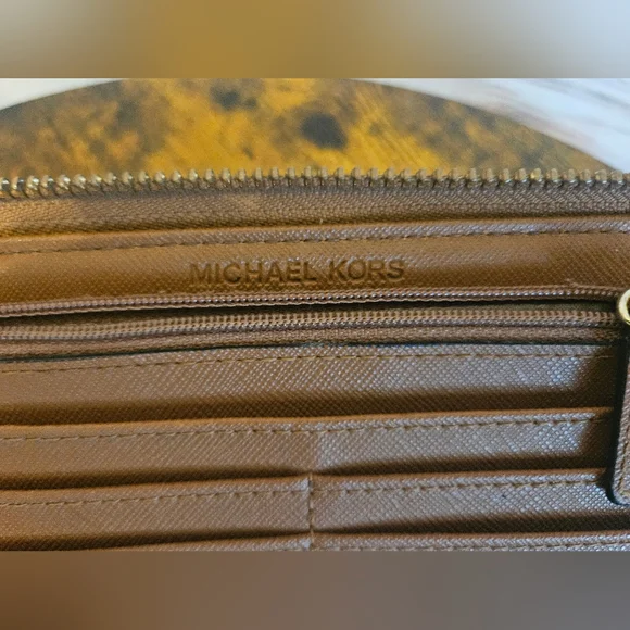 Michael Kors Blue & Tan Zip-Around Continental Wallet - Picture 5 of 9